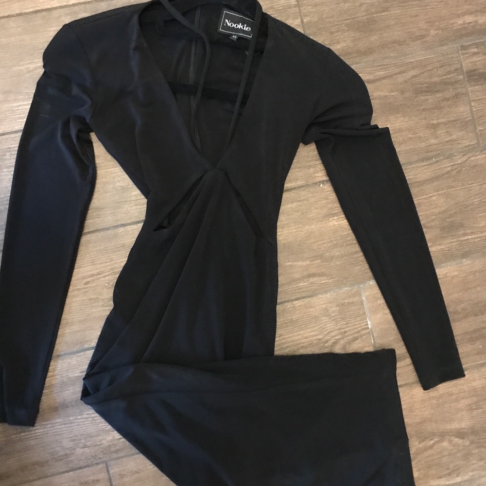 Nookie black tight midi dress